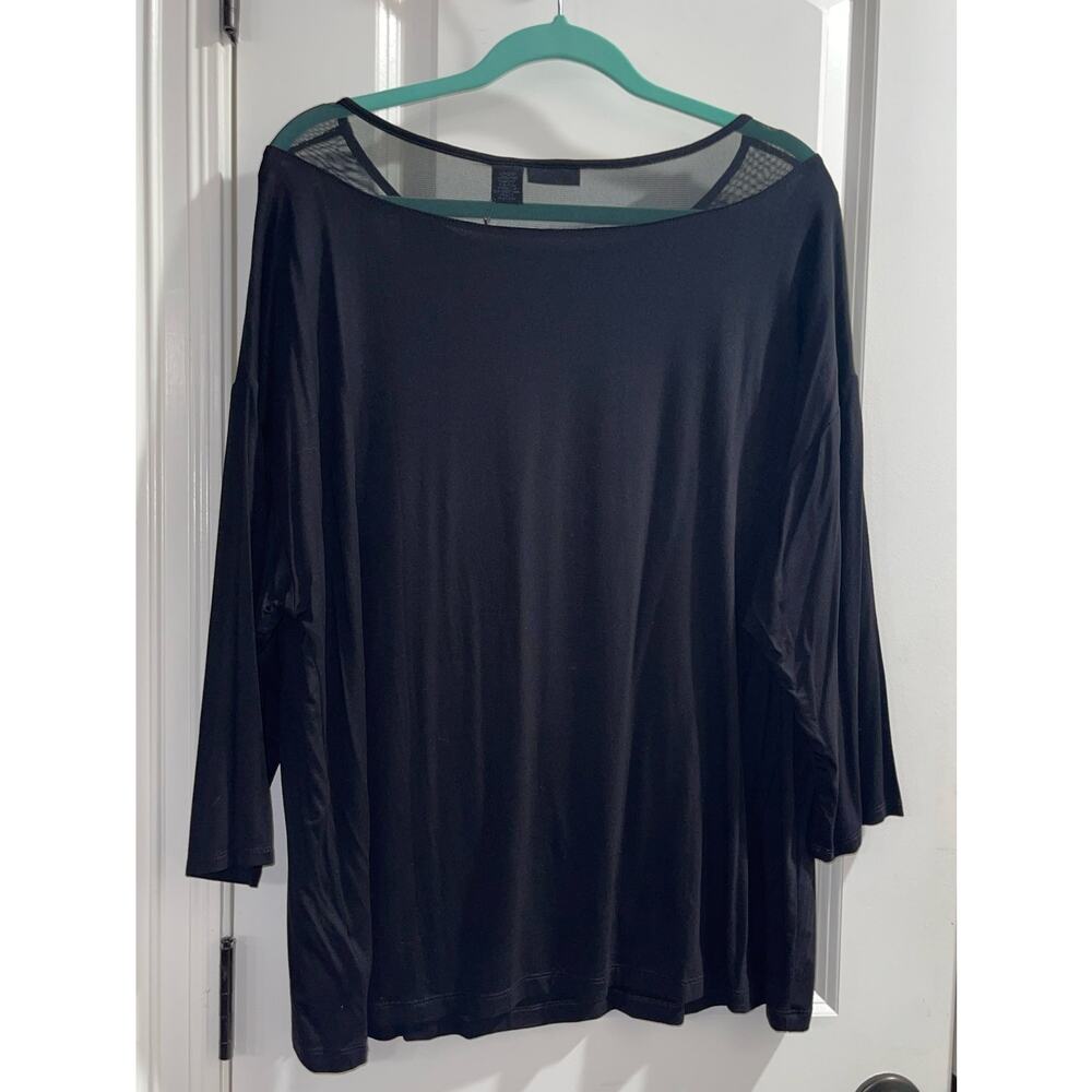 Tahari Mesh Boatneck 3/4 Sleeve TopEUC 1X
